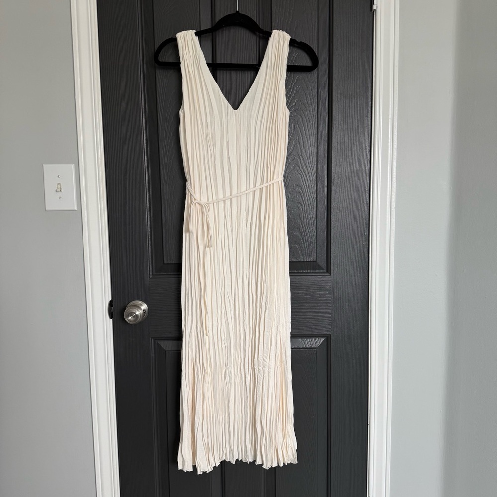 RW&CO. Cream Pleated Maxi Dress